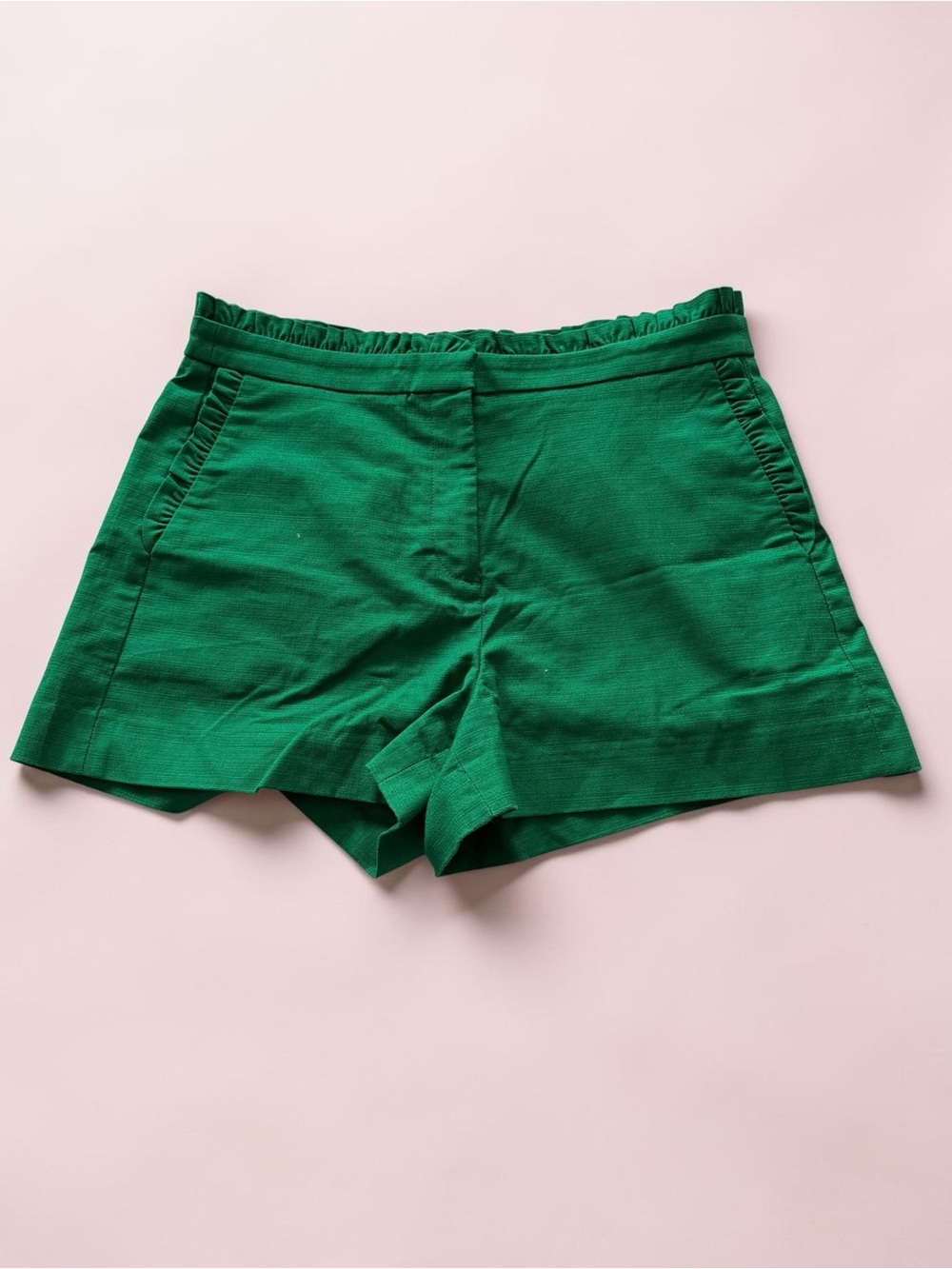 J.Crew Emerald Green Ruffle Waist Shorts Size 10